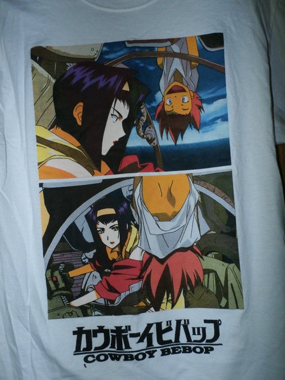 Cowboy Bebop White  Men's M Cotton Anime Graphic T-Shirt Short Sleeve Sunrise